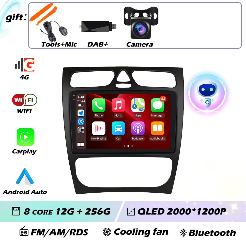 Voor Mercedes-Benz EEN W168 C W203 G W463 Vaneo Vito Viano CLK Klasse C209 Android GPS Autoradio Multimedia Video speler Carplay 4G