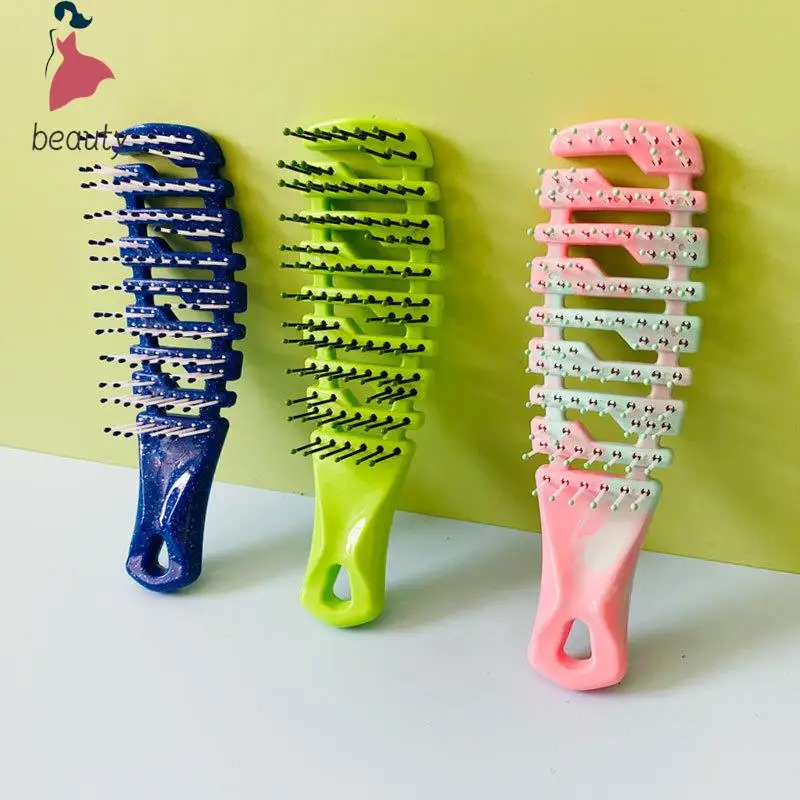 Gradient Hollow Out Hair Brush Scalp Massage Comb Hair Styling Detangler Wet Dry Curly Hair Fast Blow Drying Detangling Tool