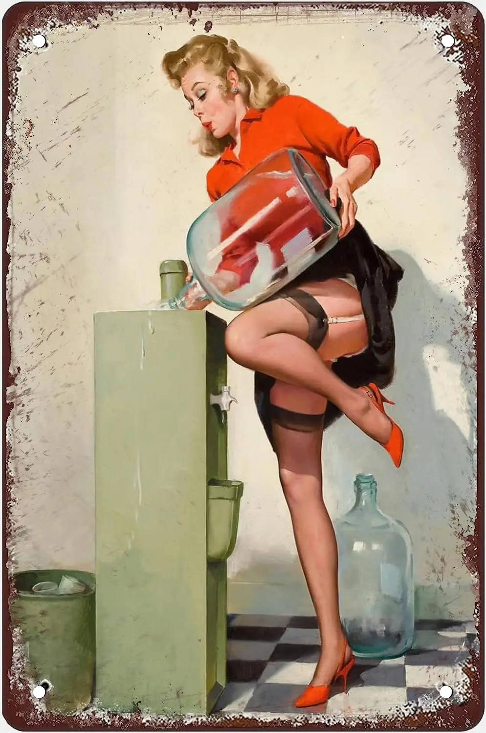 

Pin Up Girl Metal Tin Sign Sexy Lady Retro Nude Wall Art Decor Tin Painting For Home Bar Pub Club Cafe Living Room Bathroom Gara