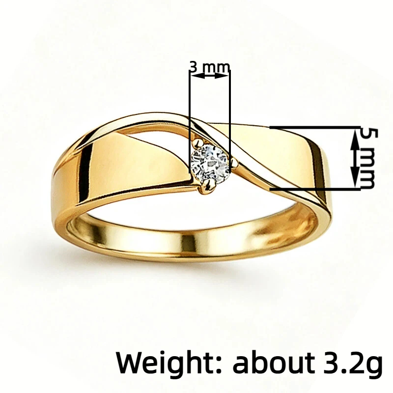 Huitan Damen-Ringe mit gedrehtem Band und einem kleinen Zirkonia, minimalistische Verlobungs- und Eheringe, Modeschmuck für Frauen – Detail 1