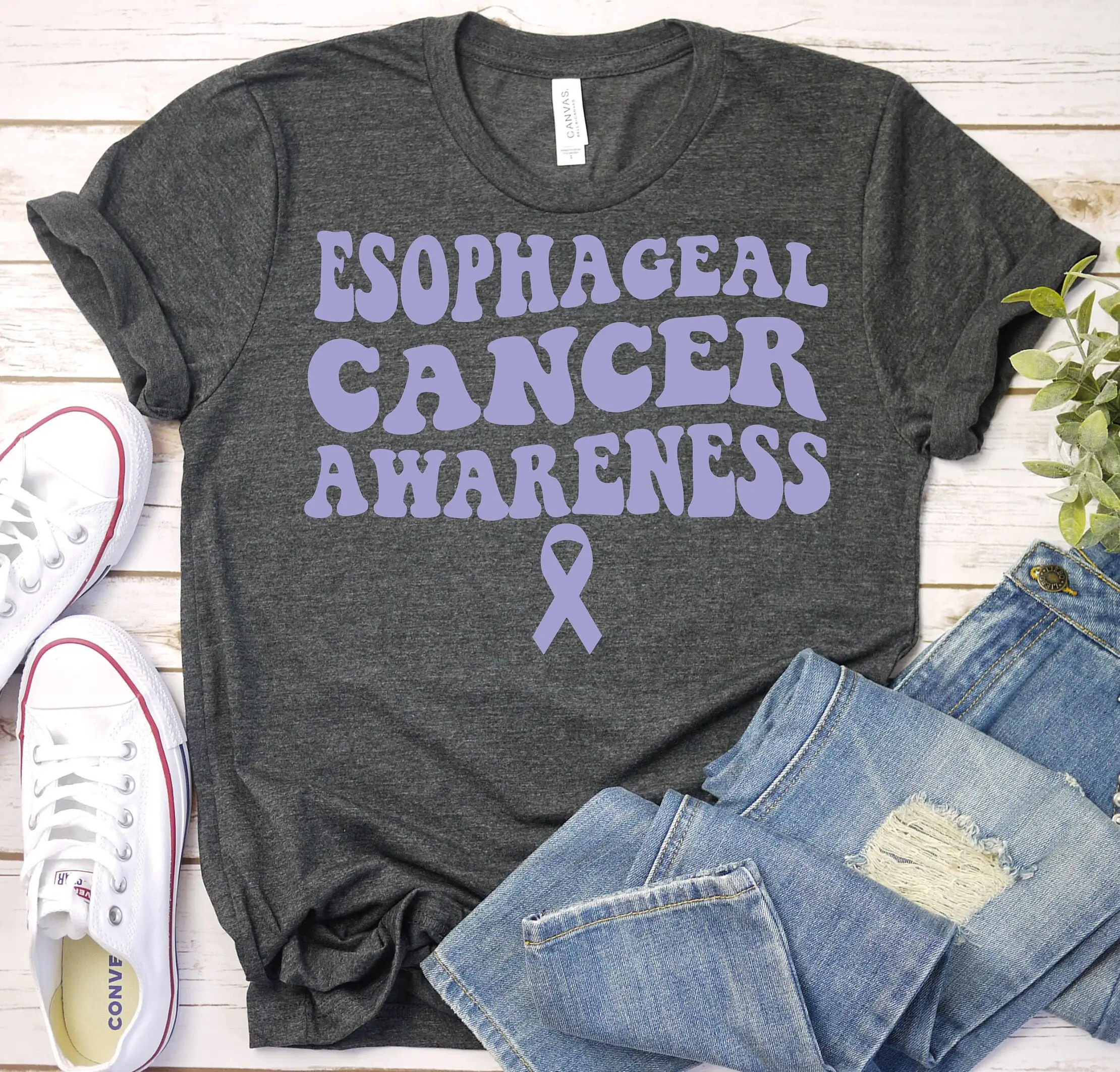 Esophageal Cancer Awareness T Shirt Periwinkle Ribbon Month Gastric Support