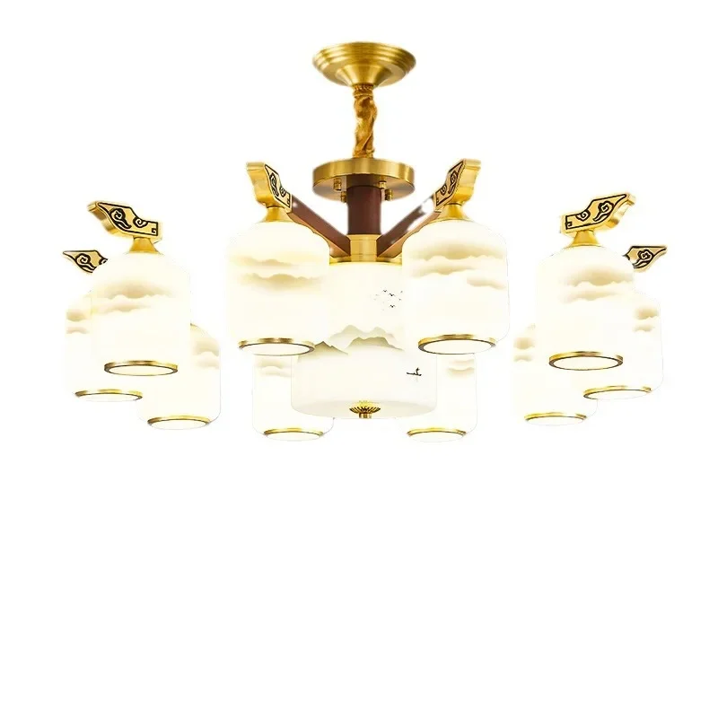 

New Chinese style, chandelier, all copper, dining room, bedroom, new, solid wood