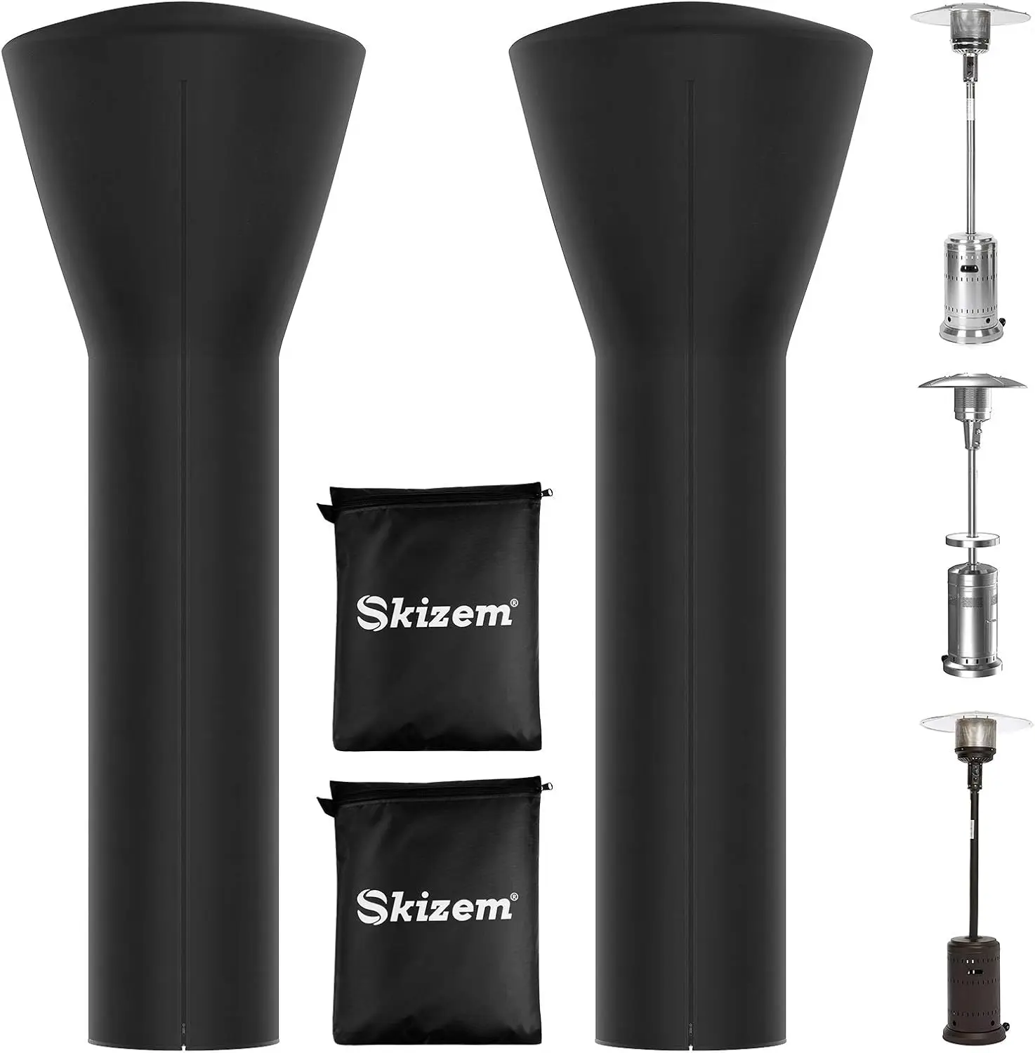 

2 Pack Outdoor Patio Heater Covers with Zipper,Upgraded 420D Oxford Fabric with PU Coating Material,100% Waterproof Windp