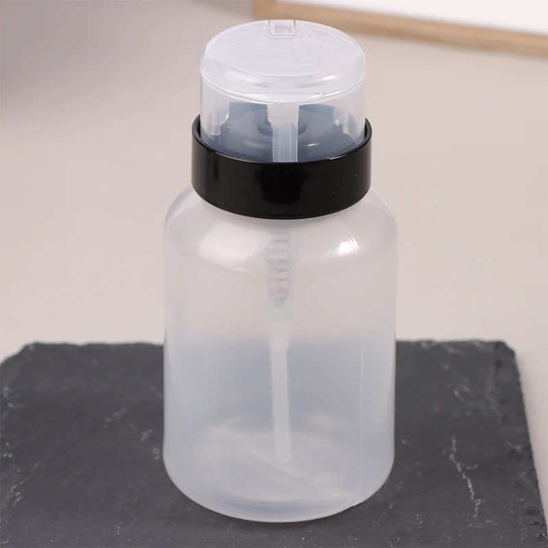 1Pc 60/200ml Empty Press Nail Bottle Pump Dispenser Plastic Polish Portable Liquid Makeup Remover Cleaner Manicure Tool