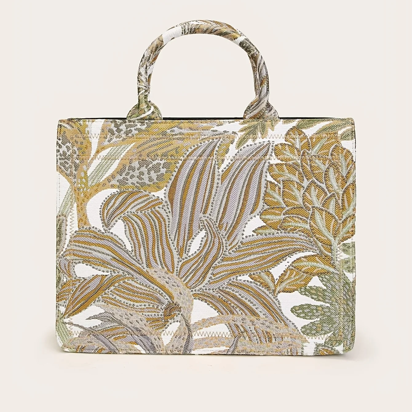 Elegante borsa a mano con motivo floreale, borsa alla moda, borsa di grande capacità con cerniera