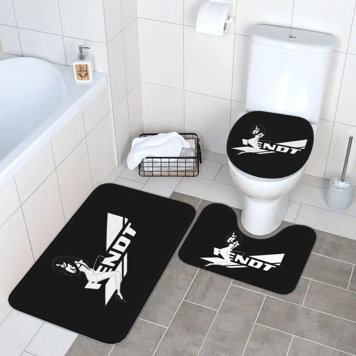 

Fendt Caravan 3 Pcs Bath Mat Bathroom Set Toilet Lid Cover Home Decor Non-Slip Carpet Floor Rug