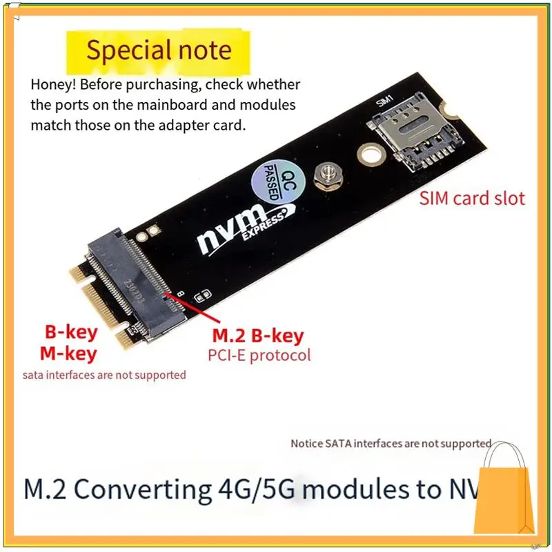 L53A-M.2 B-Key إلى M.2 M-Key NVME أو B-Key بطاقة محول لوحدة 3G/4G/5G LTE مع فتحة بطاقة SIM