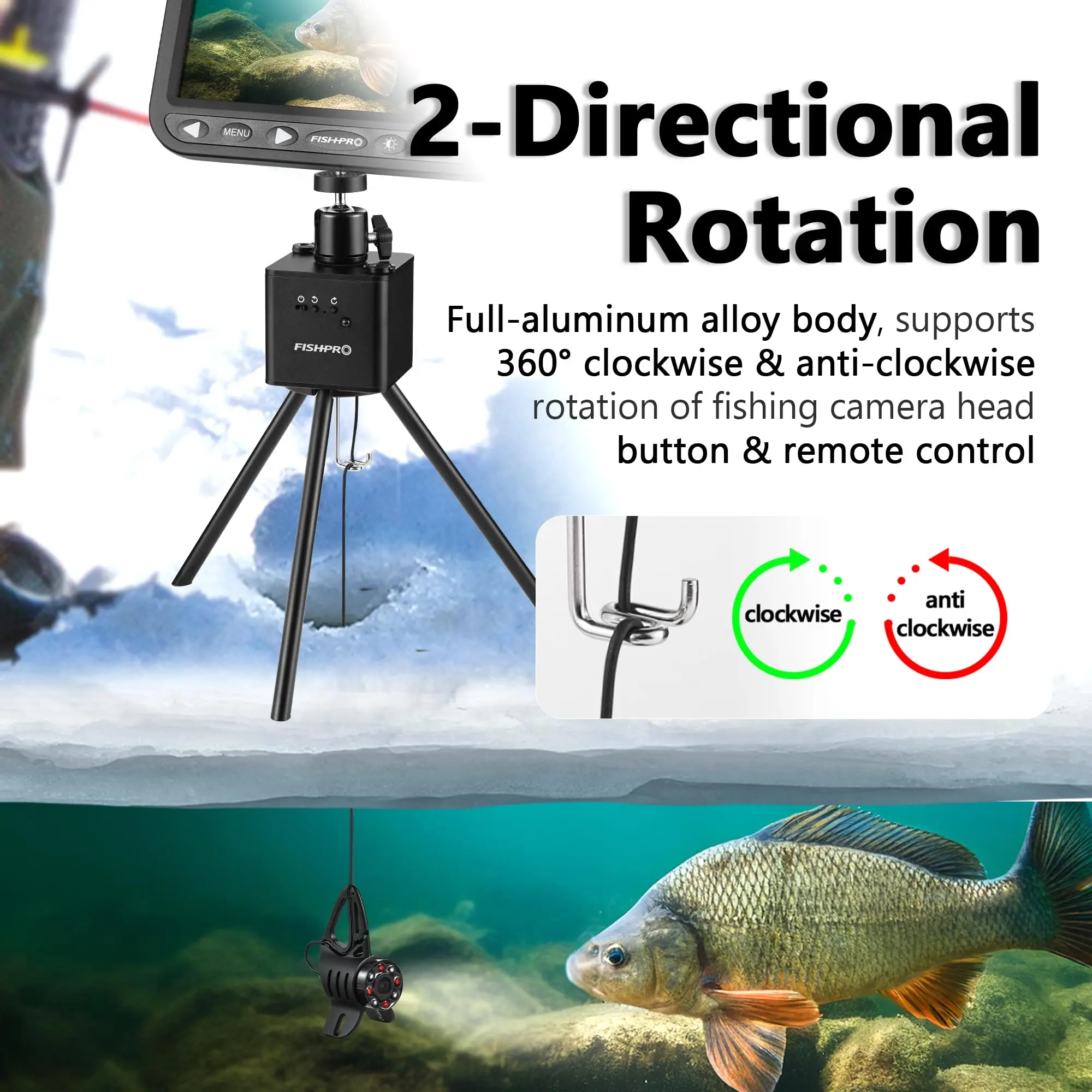 Imagem -04 - Tripé de Alumínio para Ice Câmera Pesca Posicionador para Câmera Pesca Subaquática Controle Remoto com Tilt Mount 2024upgrade