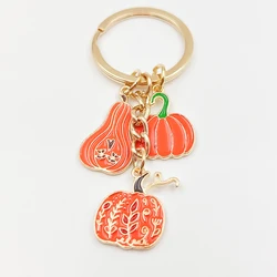 New Fashion Thanksgiving Pumpkin Oil Enamel Charms KeyChain Key Chain Car Keyring Women Child Gift Jewelry