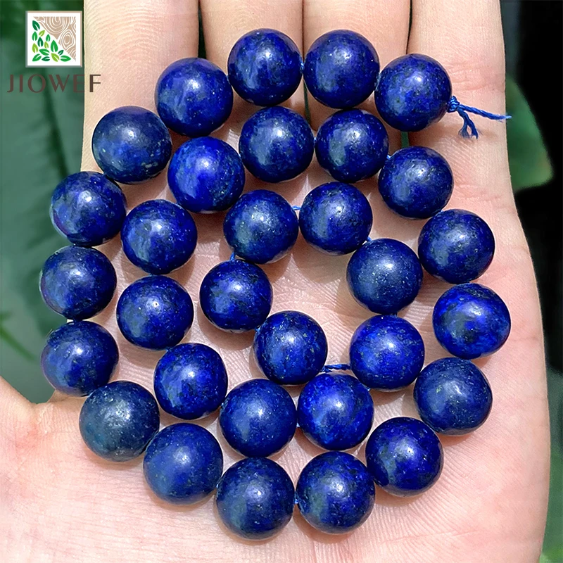 Glatte Naturstein-Lapislazuli-Abstandsperlen, rund, für Schmuckherstellung, DIY-Modearmbänder, Ohrringe, 15"-Strang, 4/6/8/10/12/14mm