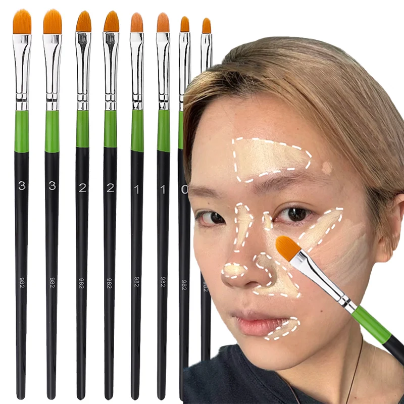 

4pcs Flat-head Concealer Eyeshadow Makeup Brush Soft Even Application Concealer Cosmetics Brush Face Detail Beauty Make Up Tools