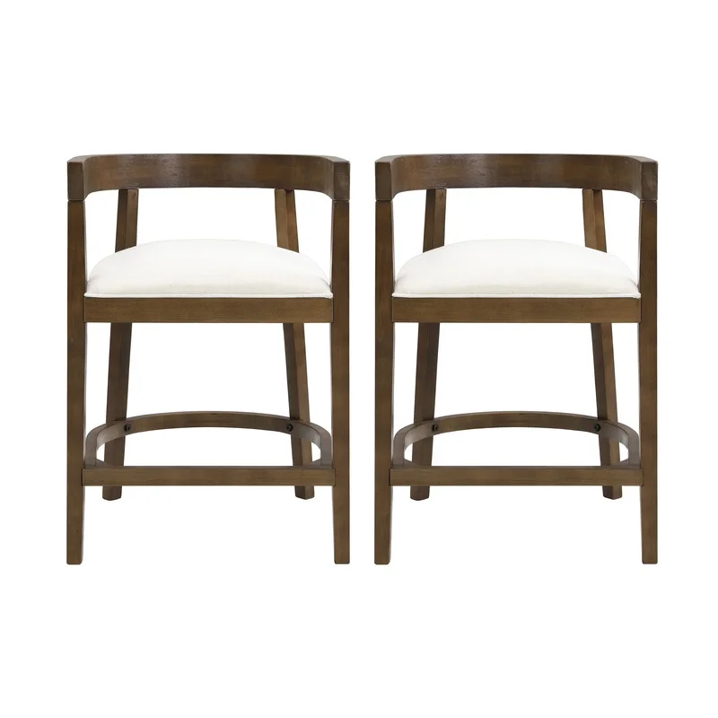 

Rubberwood Counter Stool Pair, Modern Kitchen Bar Chair, Solid Wood Adjustable Height, Minimalist Design, Rustic Style, 2-Pack