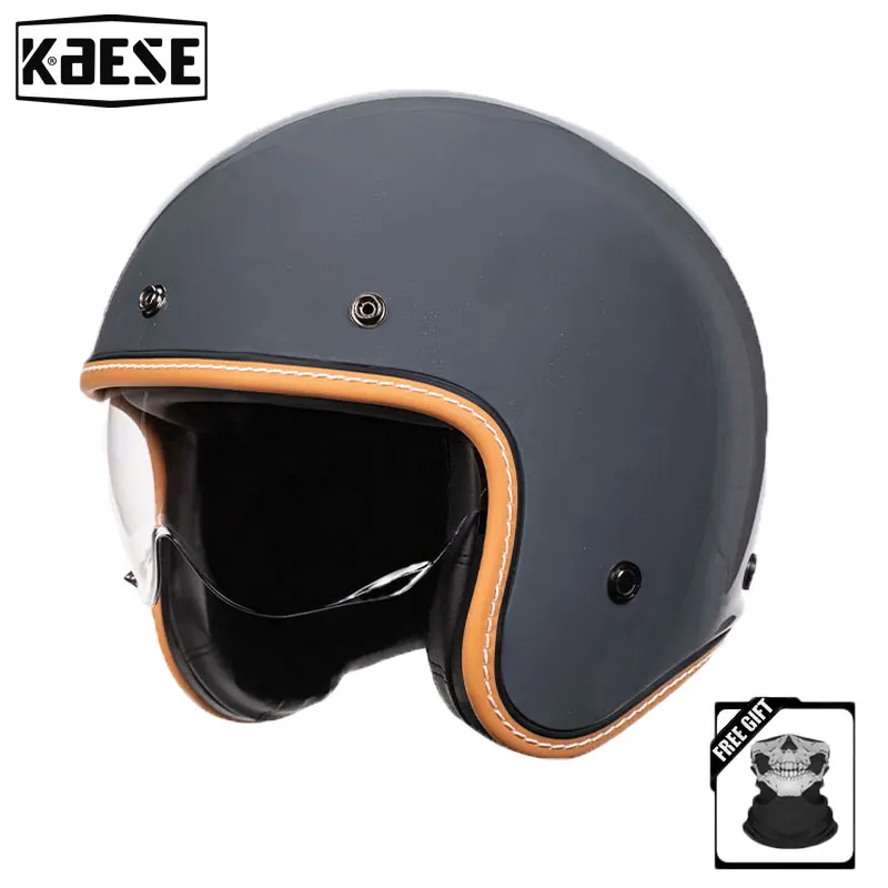 

3/4 Open Face Motorcycle Helmet Retro Jet Helmet for Men Motocross Moped Racing Half Face Helmet DOT Approved Capacete De Moto