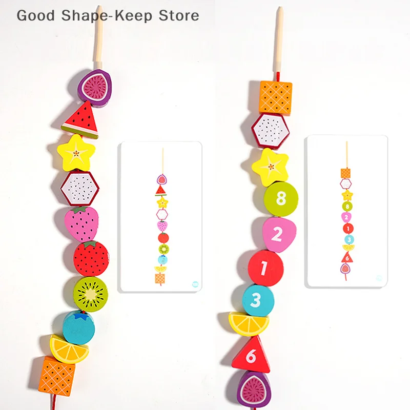 Montessori-Puzzlespiel aus Holz in farbiger Form mit bunten Perlen, frühes Lernspielzeug für Kinder, Geschenk – Farbkognition