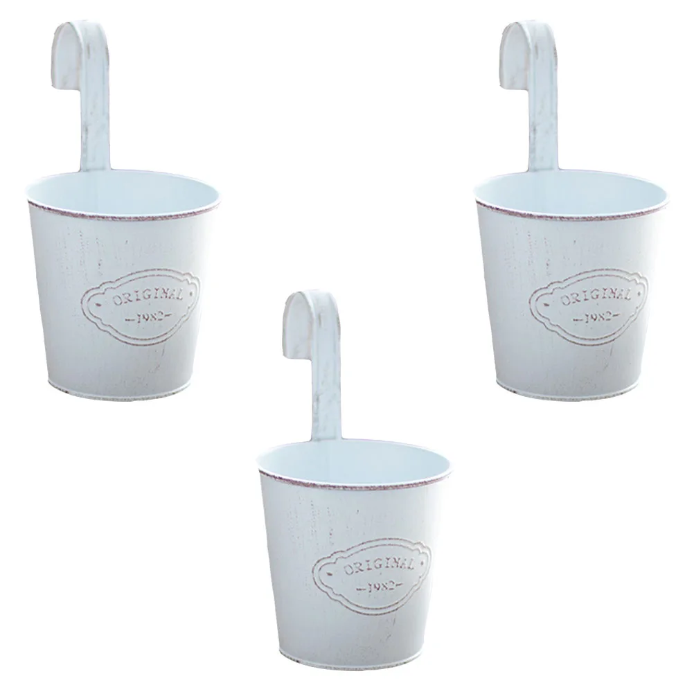 

3 Pcs Retro Tin Bucket Vintage Hanging Planter Iron Garden Flowerpot Decor Storage Container Balcony Home Coffee Shop