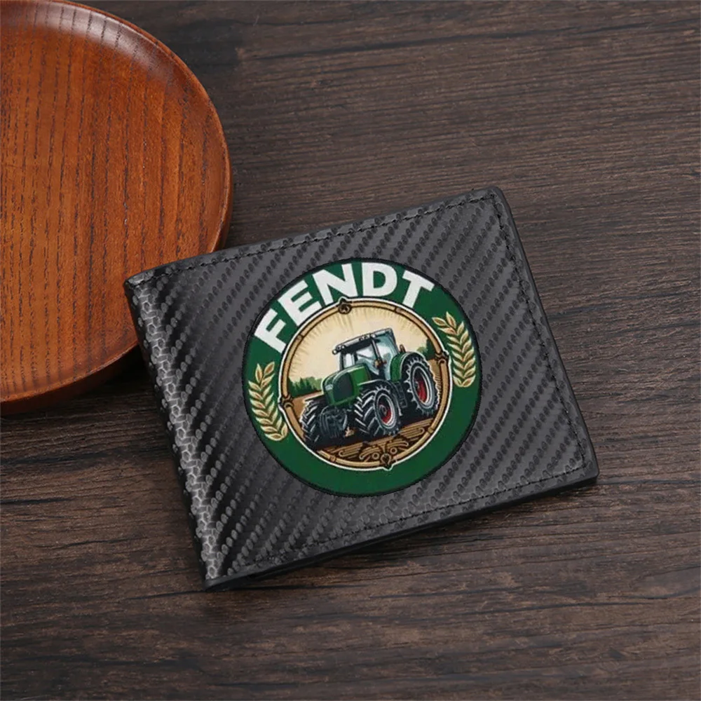 Green tractor in round frame field Men's Wallets Simple Business Modern Stylish Printing Design Gifts For Father Boyfriend Chris