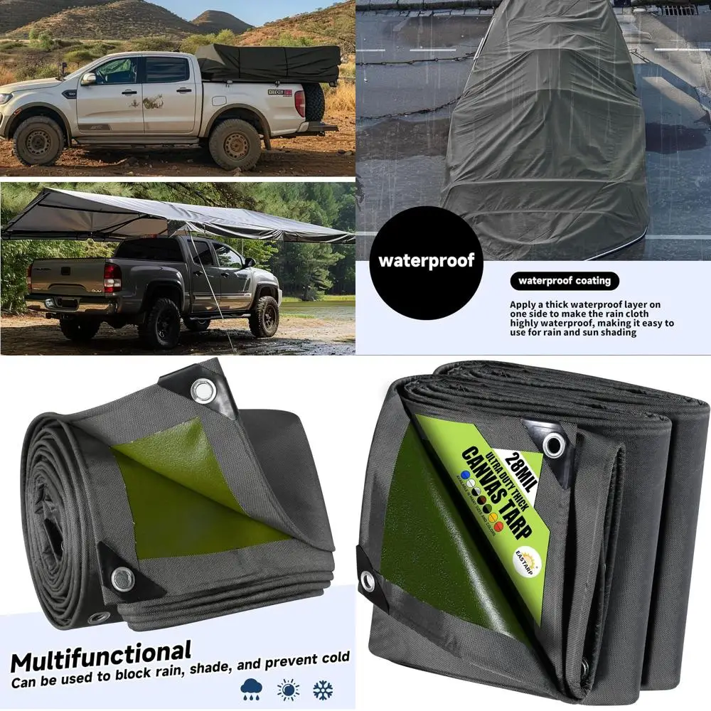 10x12 قدم. قماش قماش عالي التحمل مقاوم للماء مع حلقات وحواف معززة للاستخدام الخارجي #1