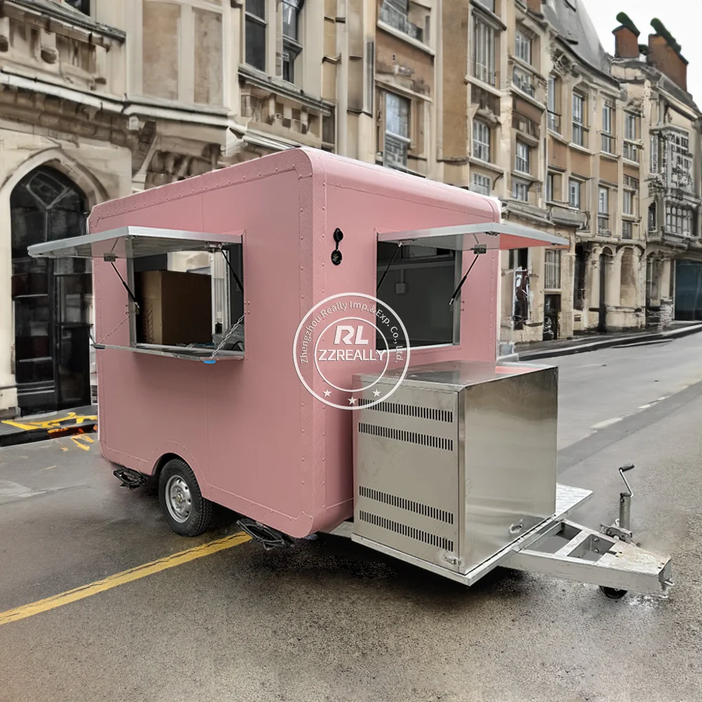 

Mobile Stainless Steel Food Trucks Street Mobile Food Trailer with Full Kitchen Equipment Snack Hot Dog Cart