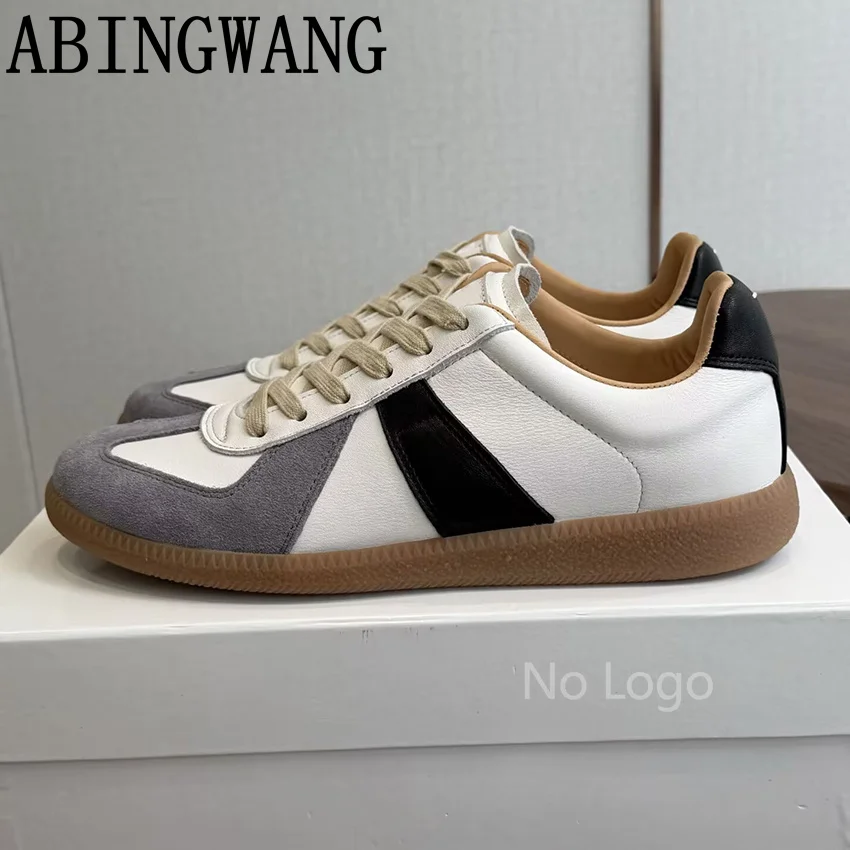 Fashion Classics Leather Suede Patchwork Flats Shoes for Women Lace Up Round Toe Casual Daily Shoes Walking Shoes Couple Shoes