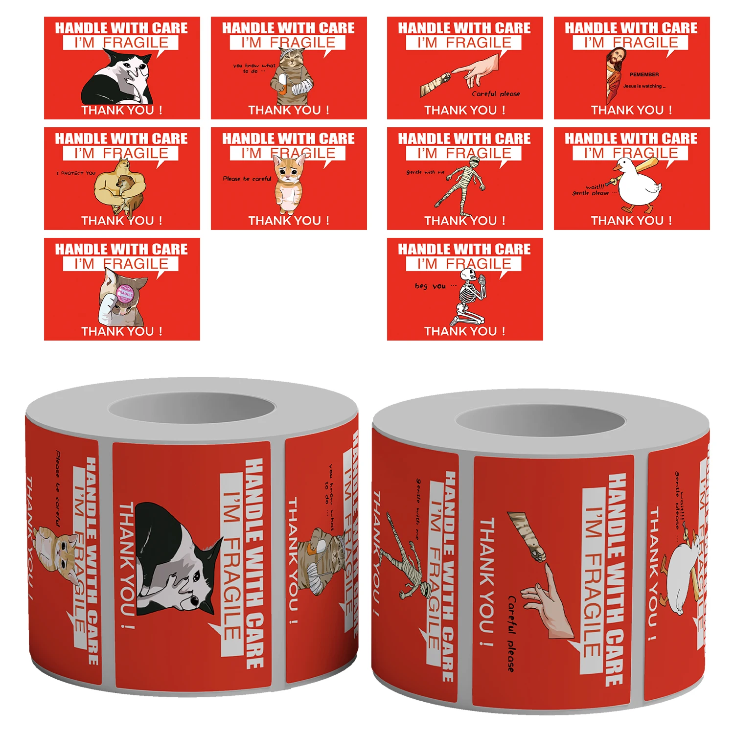 200Pcs Red Fragile Warning Stickers Large Size Handle with Care Do Not Drop Shipping Labels Packaging Moving Decoration Supplies view 2