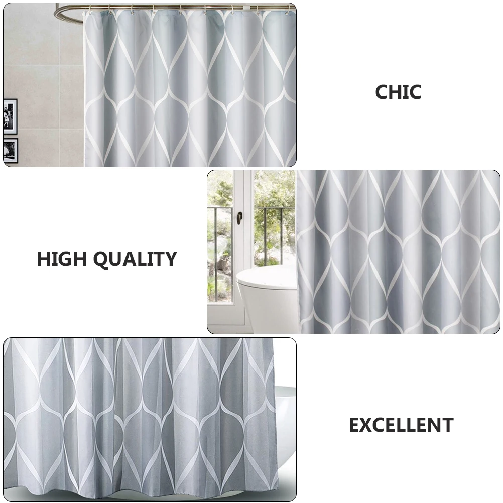 

Black Waterproof Shower Curtain Gray Curtains Printing Bathroom Liner Polyester