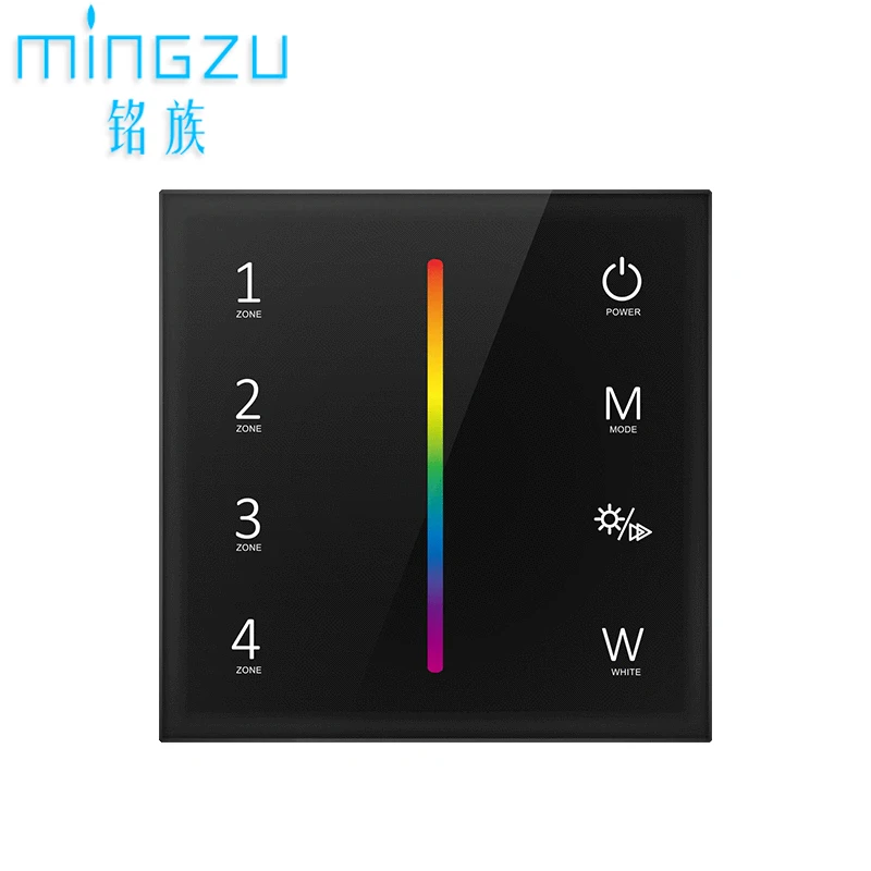 T14-1 RGBW 4 zone DMX512 master wall mounted controller wireless touch panel 100-265 VAC RF wireless wall  RGBW touch panel