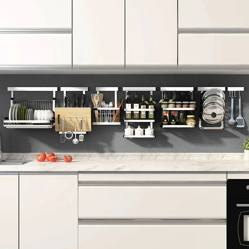 Classic Stainless Steel Kitchen Set Utensil Hanging Storage Wall Mount Folding Dish Spice Rack Shelf Corner Shelves Organizer