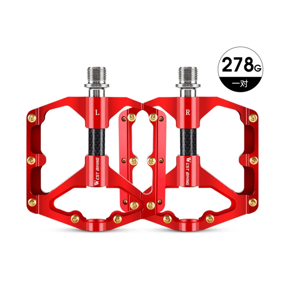 Carbon Fibre Bushings Pedals 278g Cycling Mountain Bike High Polished Surface Footpegs Road Bike Triple Perrin Pedals