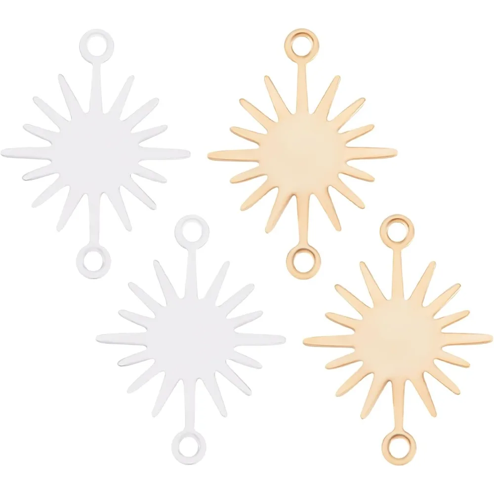 

40 шт., 2 цвета, разъем Sun Link, подвески, 18-каратное золото, стерлинговое серебро, подвеска с 2 отверстиями для DIY браслета, ожерелья, сережек