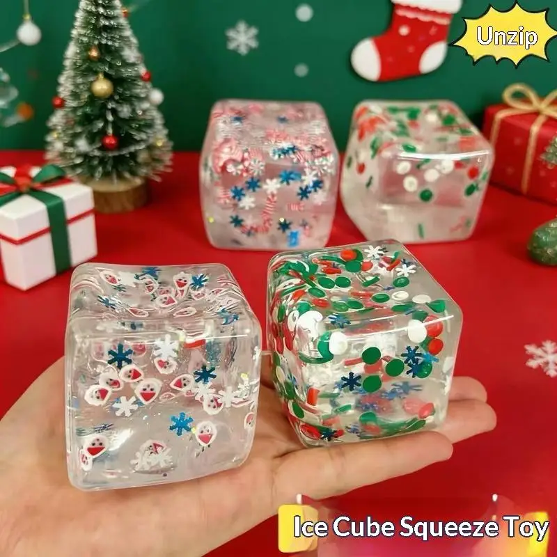Christmas Giant Stress Ball Squeezable Maltose Ice Cubes Sensory Toy 1PC for Kids Adult Stocking Stuffer Anxiety Relief