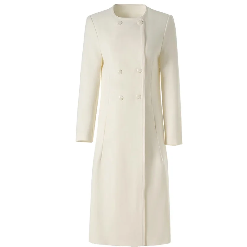 

High Quality Women O-Neck Coat Solid Long Sleeve Outside Trench Coat