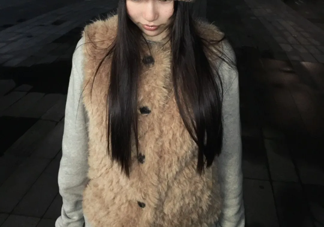 

Vests Waistcoats Thick Womens Double Breasted With Chair Winter Quilted Padding Double-Breasted Plush Anti-Freezing Self-Heating