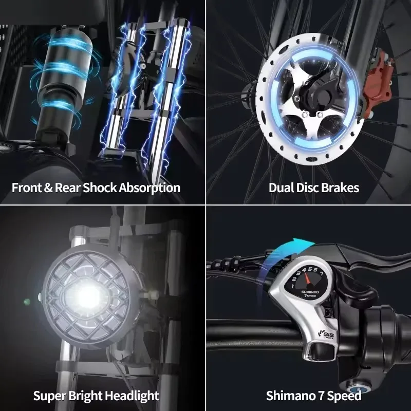 Two Wheels Electric Bike 2000W Motor 52V40AH Battery Outdoor Commuting Electric Bicycle 20*4.0 Fat Tire Mountain Electric Bike