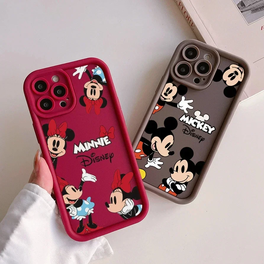 Disney Mickey Minnie Mouse Cute Siliocne Phone Case For iPhone 14 12 13 11 15 Pro Max XR XS X 7 8 Plus Shockproof Back Cover