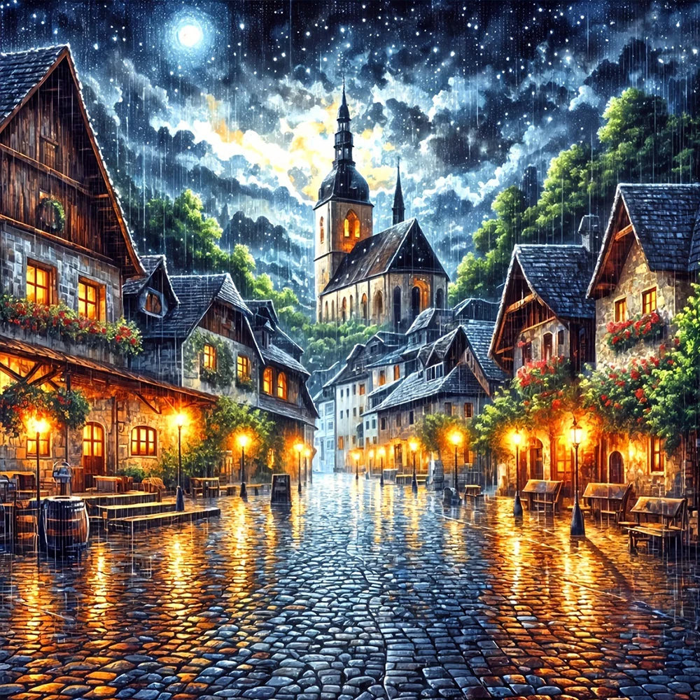 EverShine Diamant Malerei Haus 5D voller Bohrer Stickerei Straße DIY Mosaik Landschaft Bild von Strass Wanddekorationen
