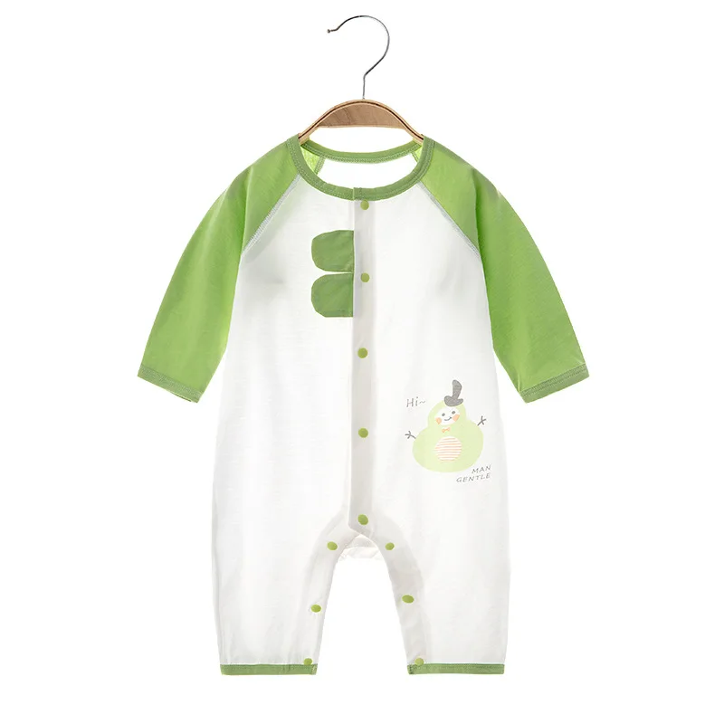 Baby Long-Sleeved Jumpsuit Newborn Boneless Summer Pure Cotton Rompers Air Conditioning Clothes Baby Toddler Printed Romper