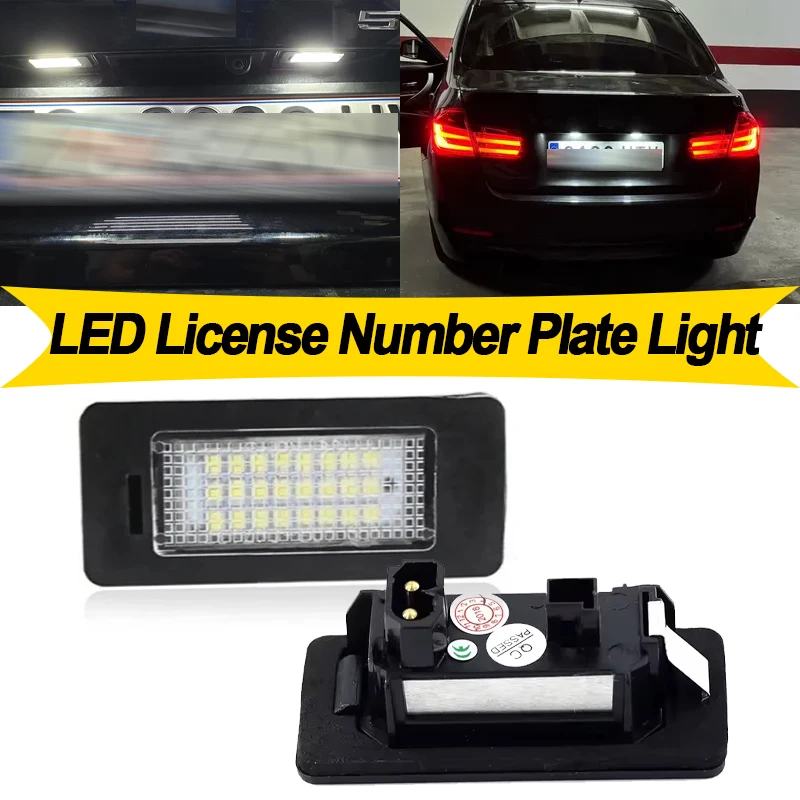 

2PCS For BMW 3 Series E90 E91 E92 E93 F30 F35 F80 F31 F34 LED License Plate Light Number Plate Lamp 12V White