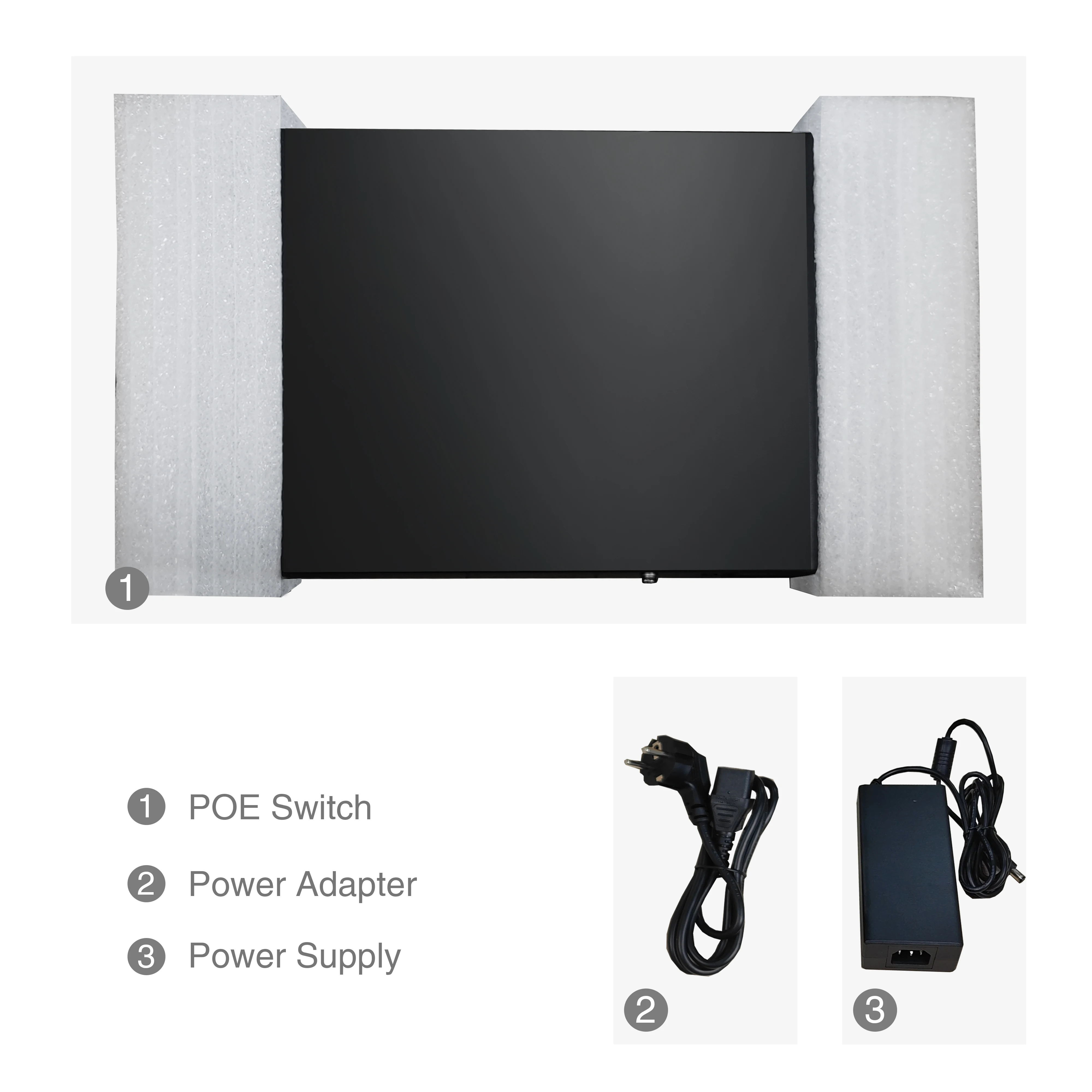 フルギガビット 8 ポート PoE スイッチ、2*1G RJ45 アップリンクおよび 1*1G SFP 搭載