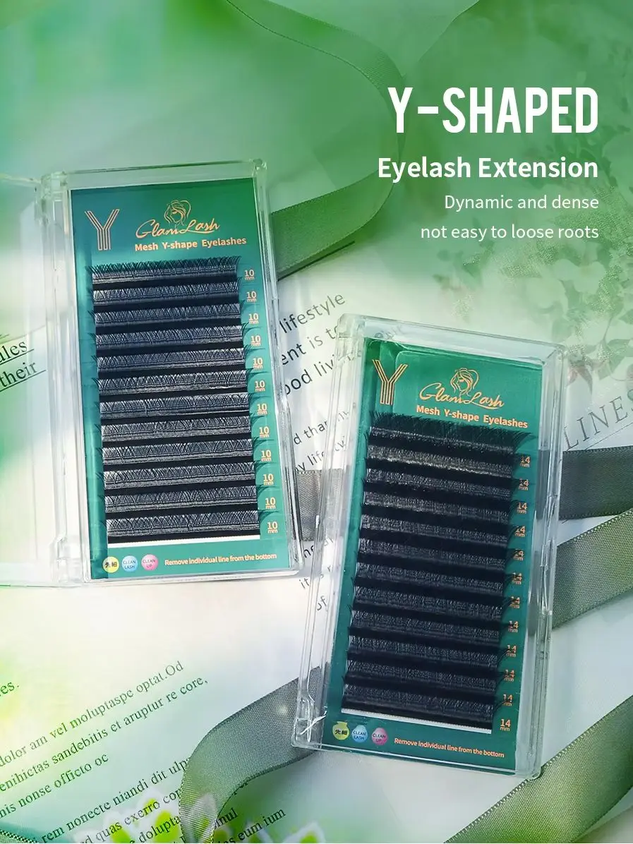 GLAMLASH YY-Form Wimpernverlängerungen mit Zwei Spitzen 2D YY Hochwertige Künstliche Wimpern Vorgefertigte Volumenfächer Einzelwimpern