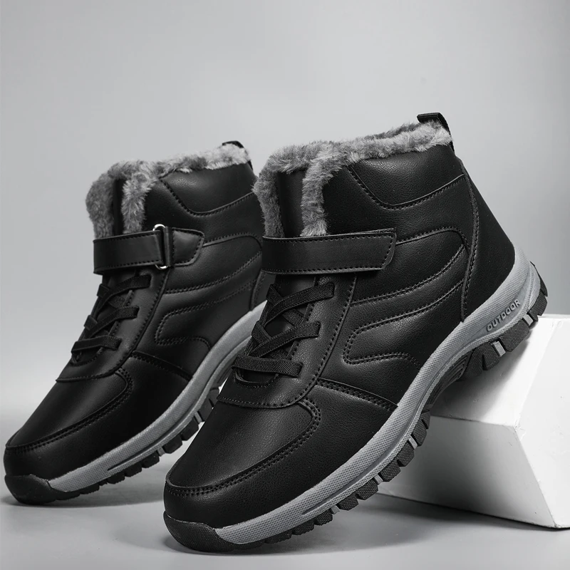 Men Winter Snow Boots Fleece Lined Thick Warm Cotton Shoes Non‑Slip Outdoor Hiking Trekking Shoes New Arrival