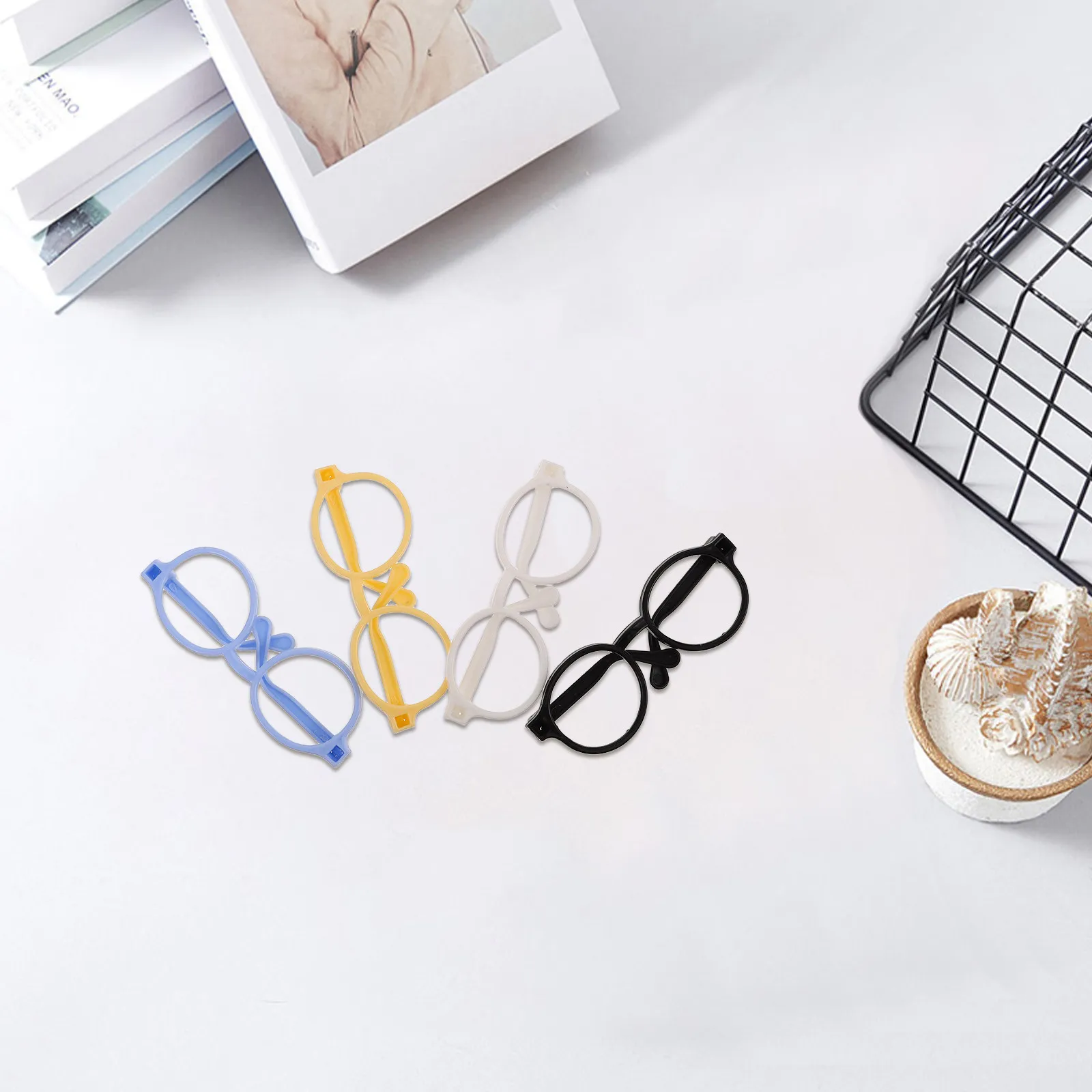 4Pcs Cotton Accessories Mini Glasses Frames Stylish Eyewear for Dress Up Baby DIY Reborn Eyeglasses Frames Accessories view 2