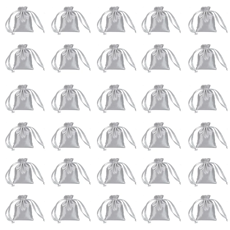 

A24F-50Pcs Satin Drawstring Bags Gift Packaging Wedding Jewelry Cosmetic Cellphone Storage Bags Party Candy Drawstring Bags