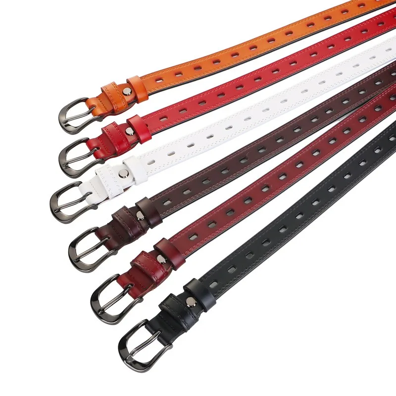 Zency 100% Genuine Leather Women Waist Belts Hollow-out Coat Dress Sweater Skirt Pants Decorative Skinny Buckle Belts Soft Belts