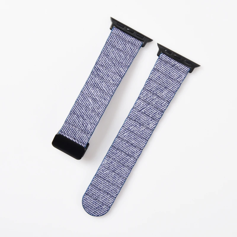 حزام ساعة مغناطيسي لساعة أبل الترا 44 مللي متر 45 مللي متر 49 مللي متر سوار من الجلد حزام موجة المياه نمط الدنيم لسلسلة iWatch 9 7 8