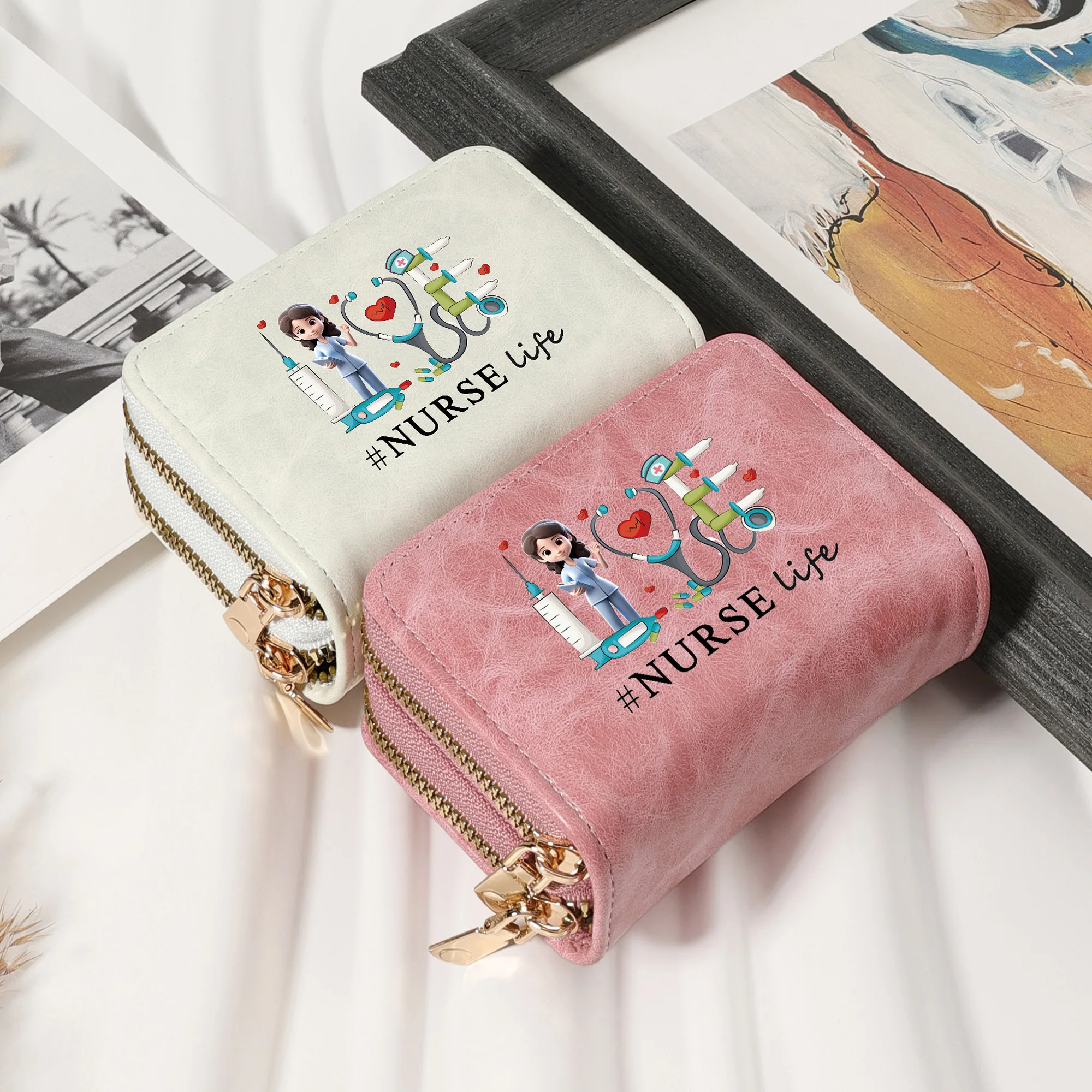 Double Zipper Wallet, Women's Short Credit Card Holder, Multifunctional Large Capacity Zero Wallet