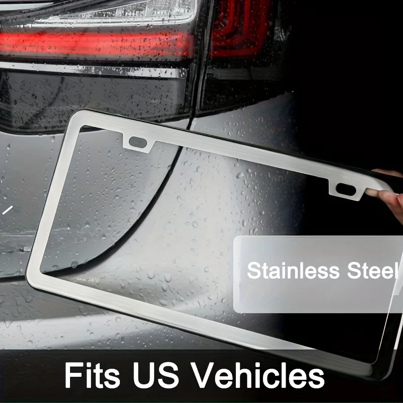 

1pc License Plate Frame Universal Car Plate Holder For US Canada Chrome-Plated Stainless Steel Front Rear Licence Plate Holder