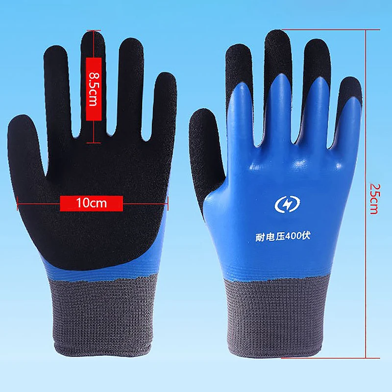 Guantes aislantes antielectricidad, protección de seguridad, goma, trabajo de electricista, protección antideslizante, guantes aislados, 1 par