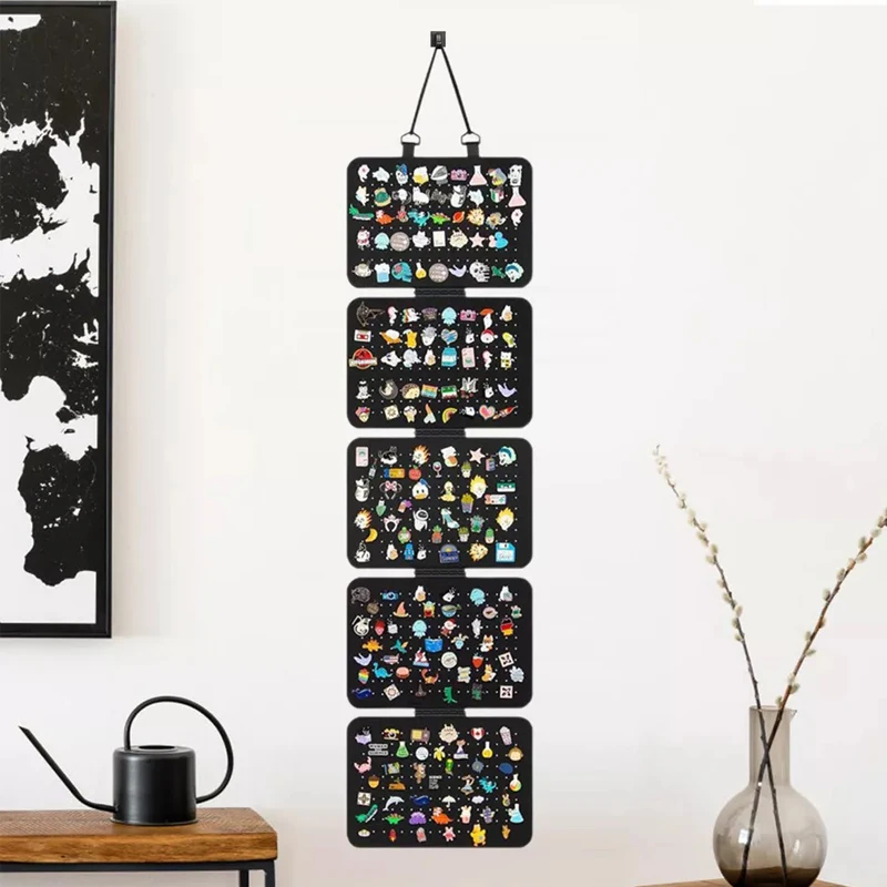 ブローチ収納ハンギングバッグエナメルピンディスプレイボードフェルトジュエリー収納ボード取り外し可能な5ルーズリーフピンホルダーDIY用品