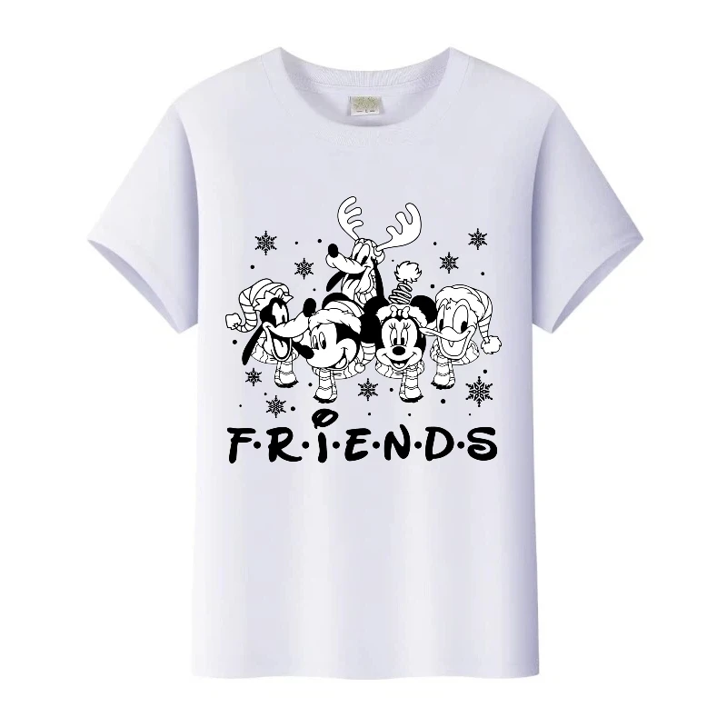 

Vintage Disney Mickey Mouse Christmas Graphics Tees Kids O-Neck T-Shirt Women Harajuku Clothes Plus Size Tops Family Man Blouses