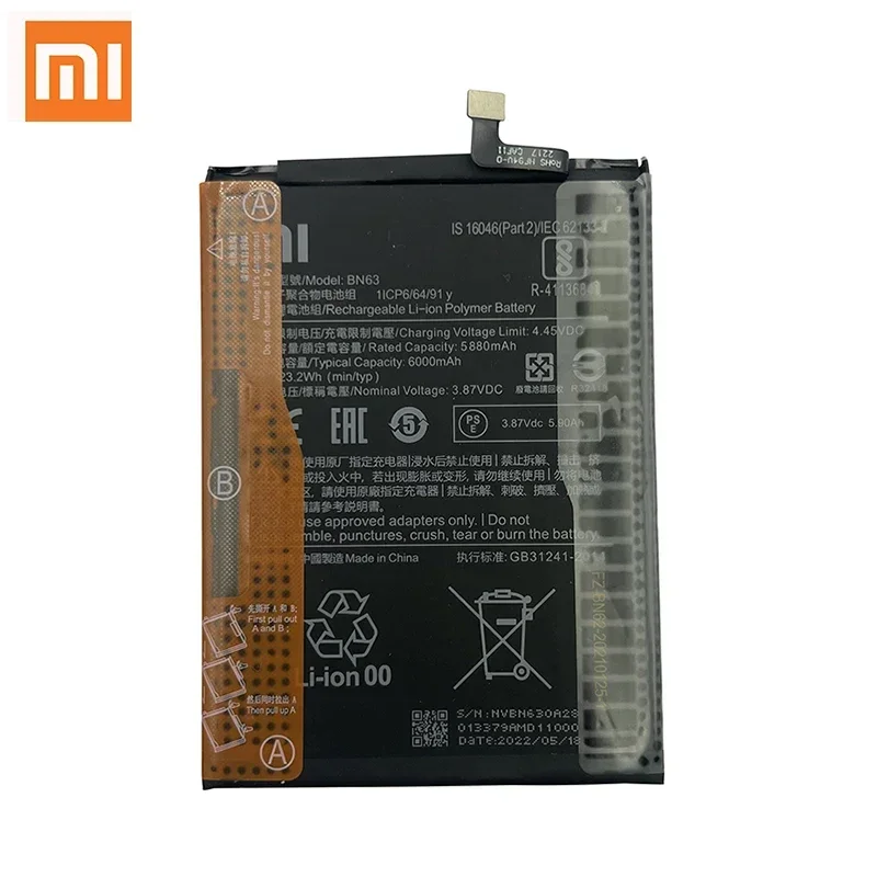 100% Original BN63 6000mAh Phone Battery For Xiaomi Redmi 10 Redmi10 Prime 10Prime Mobile Phone Replacement Batteries Bateria